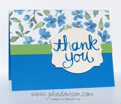 Stampin' Up! Watercolor Thank You + Painted Blooms Thank you Card #stampinup www.juliedavison.com