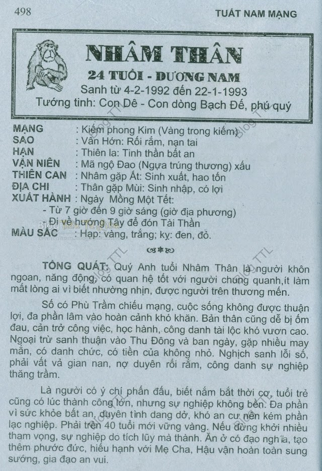 NHÂM THÂN 1992