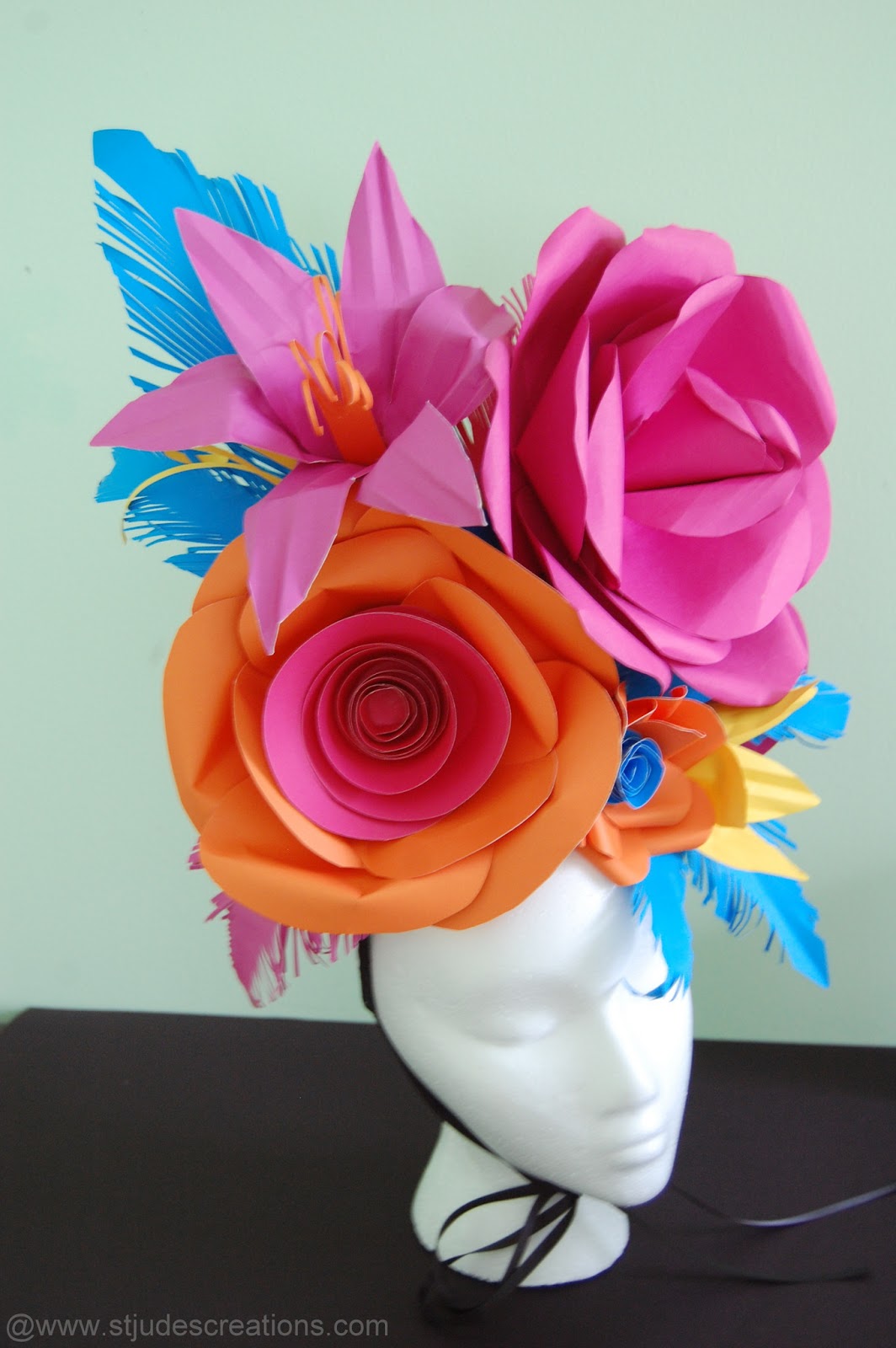 Large paper Flower Hat Handmade PaPer FloweRs by Maria Noble
