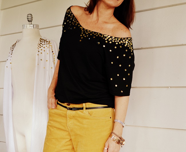 WobiSobi Gold and Black, Sequin Shirt DIY