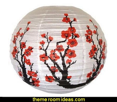 Red Sakura Cherry  Flowers White Color Chinese Japanese Paper Lantern