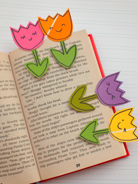 Spring Paint Chip Flower Bookmarks