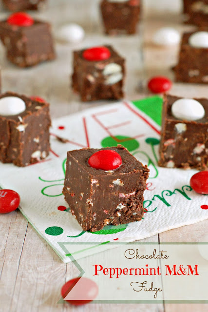 Chocolate Peppermint M&M Fudge by The Sweet Chick