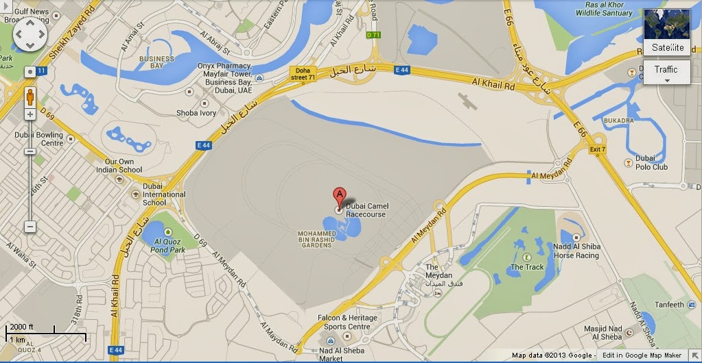 Meydan Racecourse Dubai Location Map 