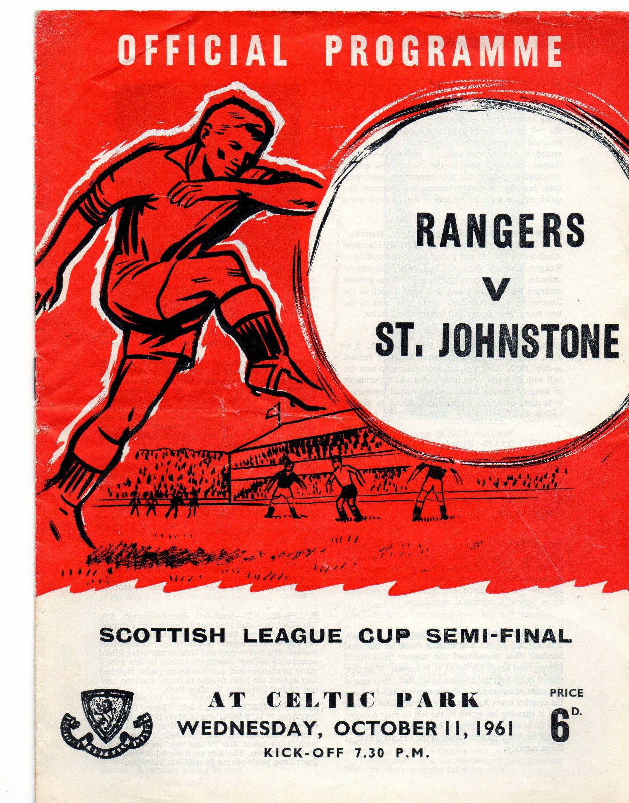 Old Scottish Football: Rangers v St Johnstone 1961 League Cup Semi 