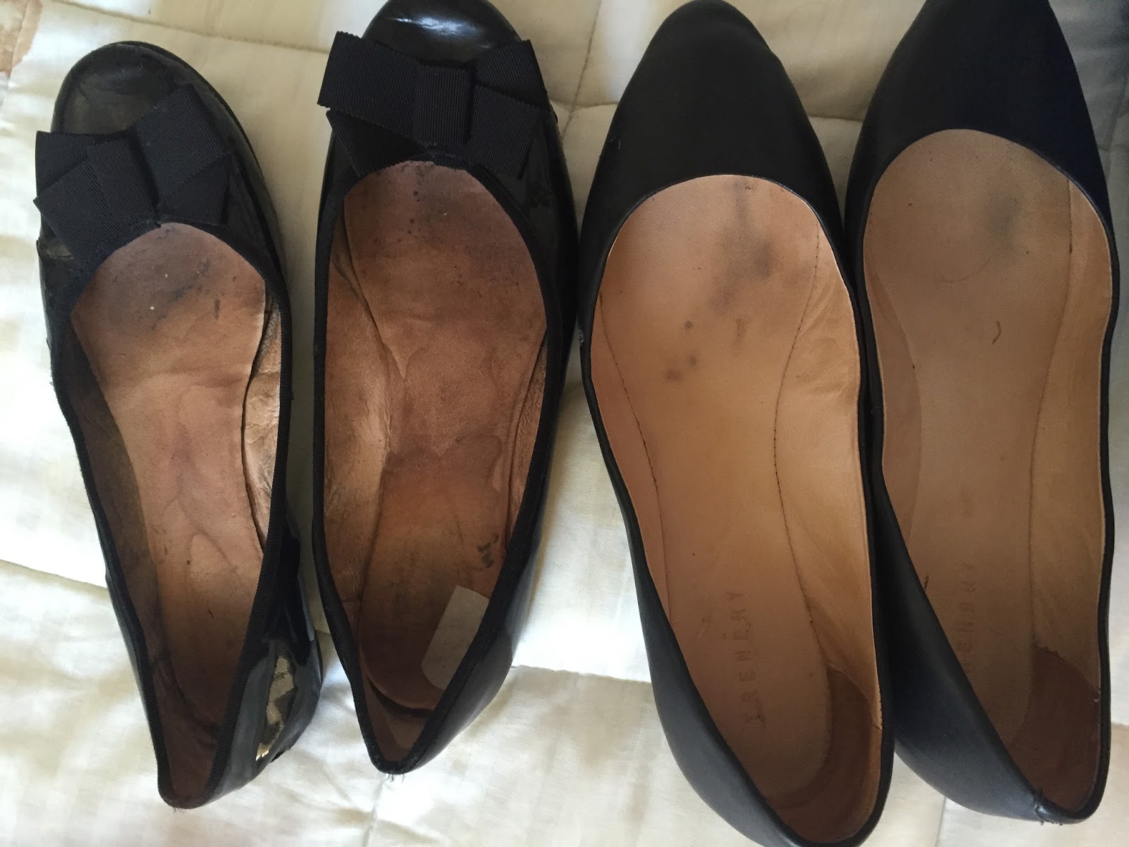 well worn ballet flats