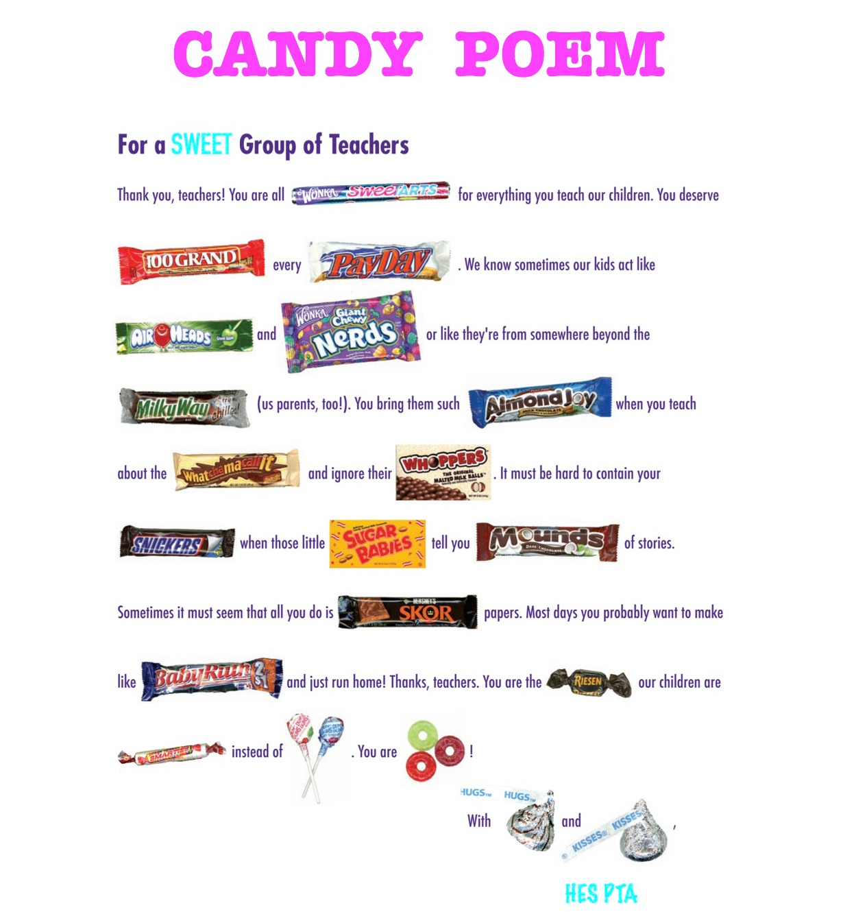 Crafty Texas Girls Sweet Candy Themed Teacher Appreciation Week