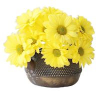 Vaso metal com flor amarela Vaso metal com flor amarela