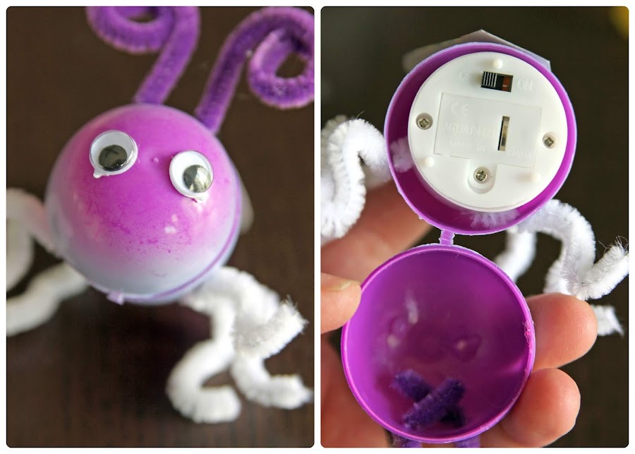 manualidad paso a paso para niños luciérnagas de plástico con luces lez diy