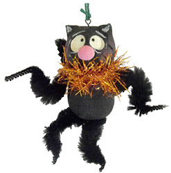Halloween black cat feather tree ornament