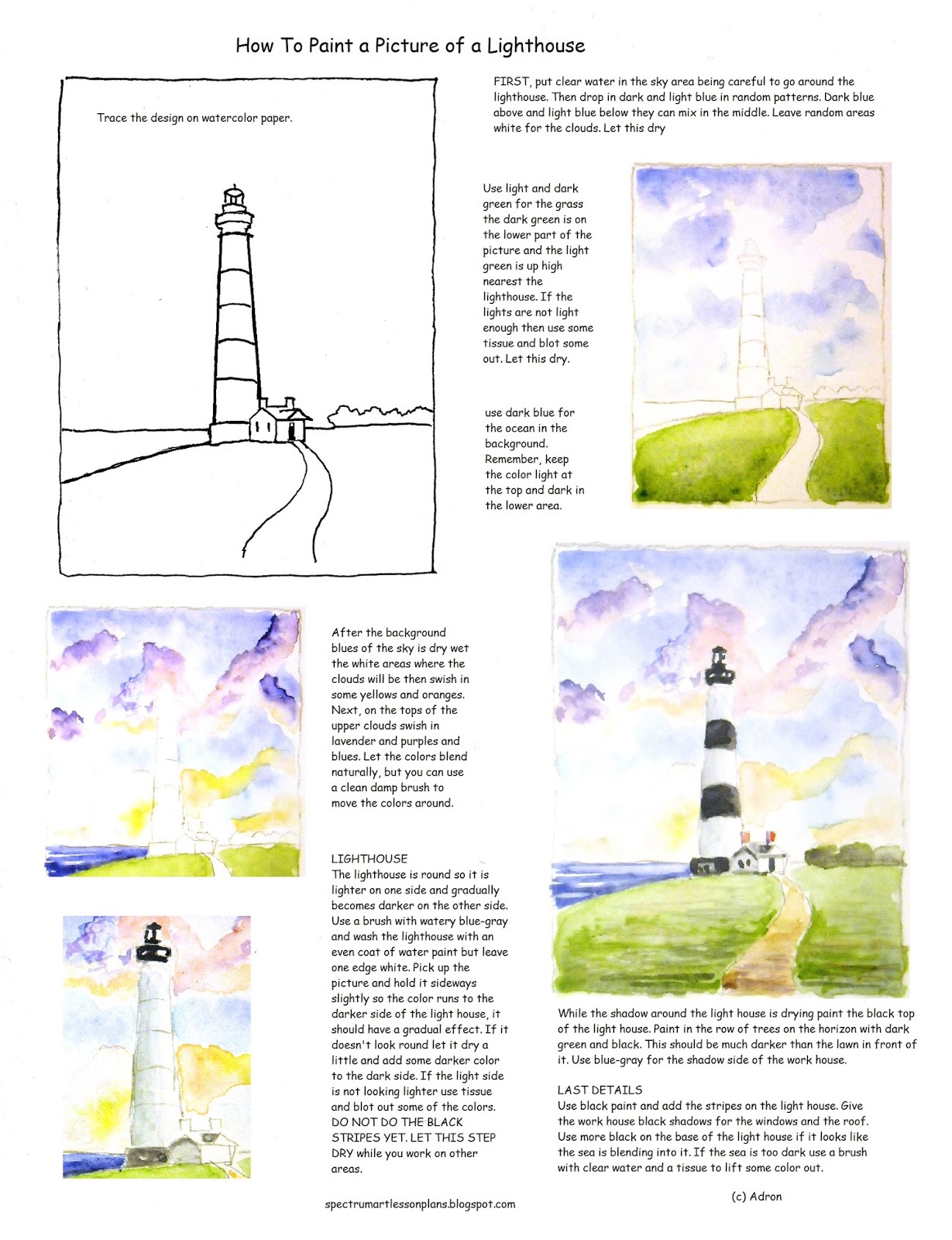 Adron's Art Lesson Plans How To Paint a Picture of a Lighthouse