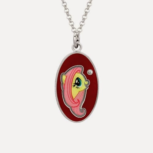 Fluttershy Silver Plated Crystal Dog Tag Pendant Necklace