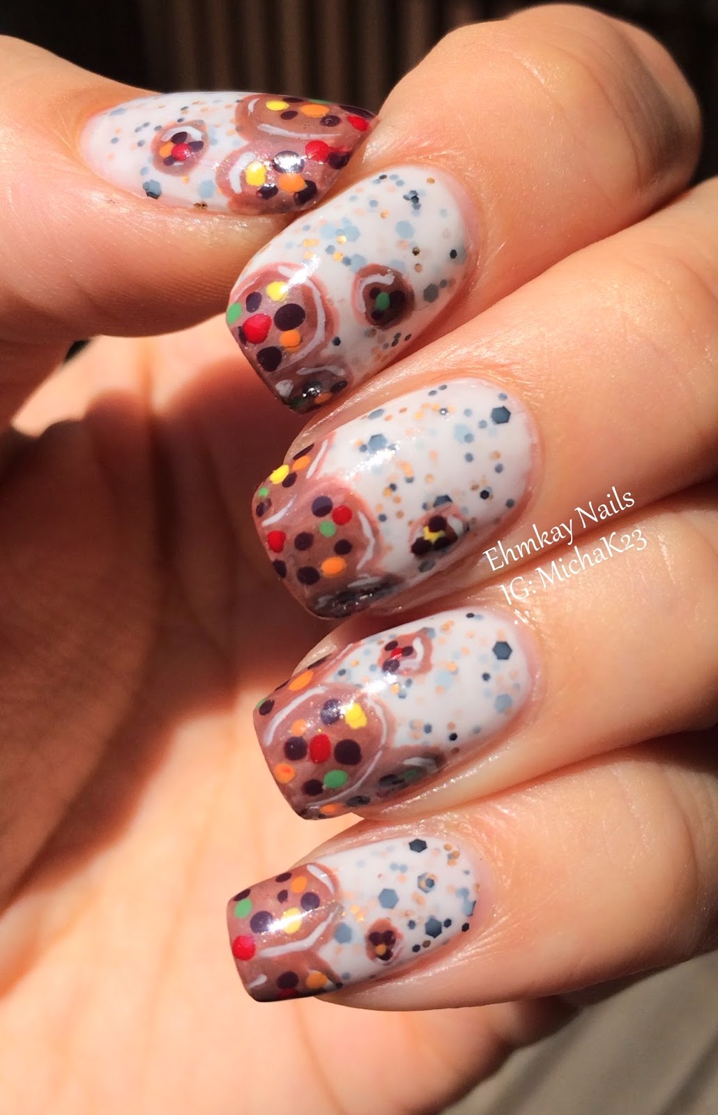 ehmkay nails Model City Polish Cookies & Milk with Cookie Nail Art