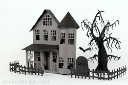 haunted silhouette mansion projects village halloween tree ashbee houses 3d paper templates silhouettes ledge crafts project spooky scary tower tutorial