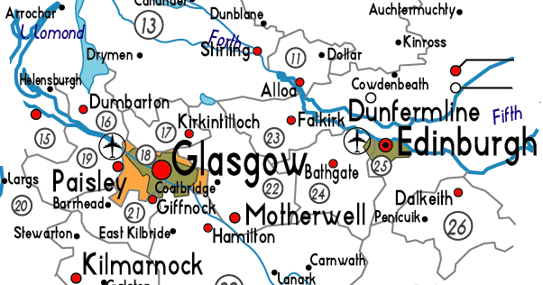 Printable Map Of Glasgow City Scotland