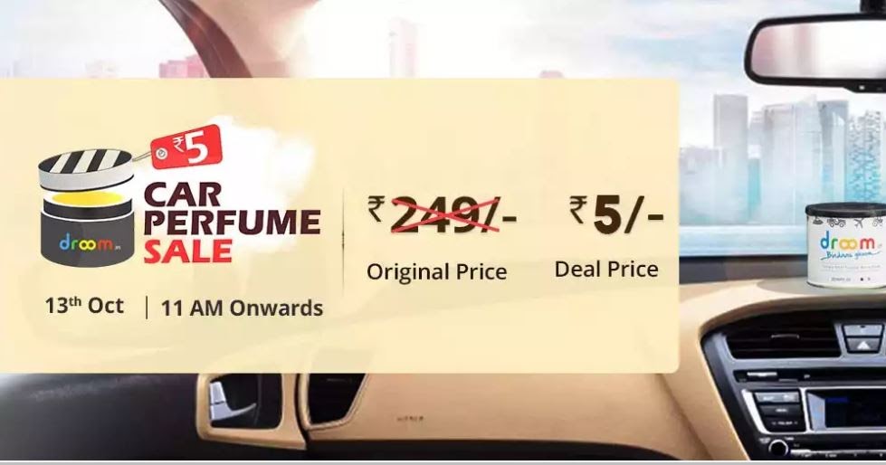 Amazing Deals & Offers (Live at 11 AM) Droom Get a Car Perfume at