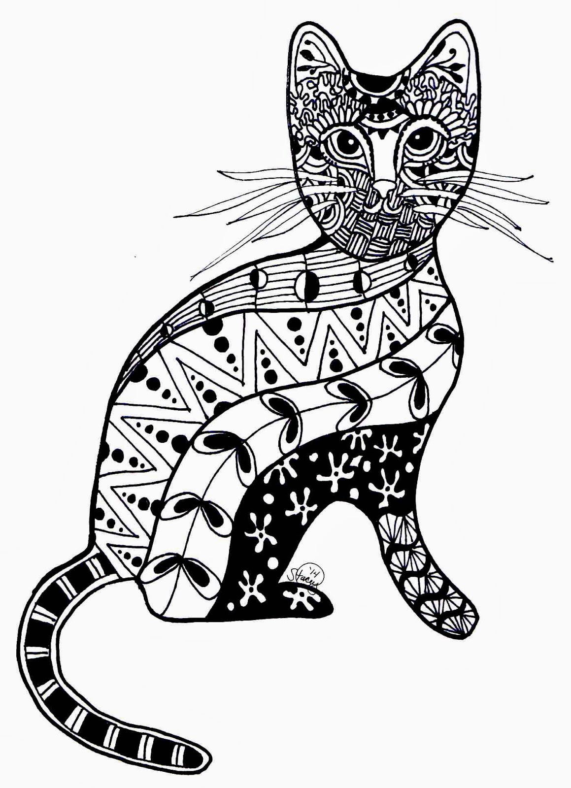 Craft Diva Stacey: Doodle Cat- Zentangle Inspired Art