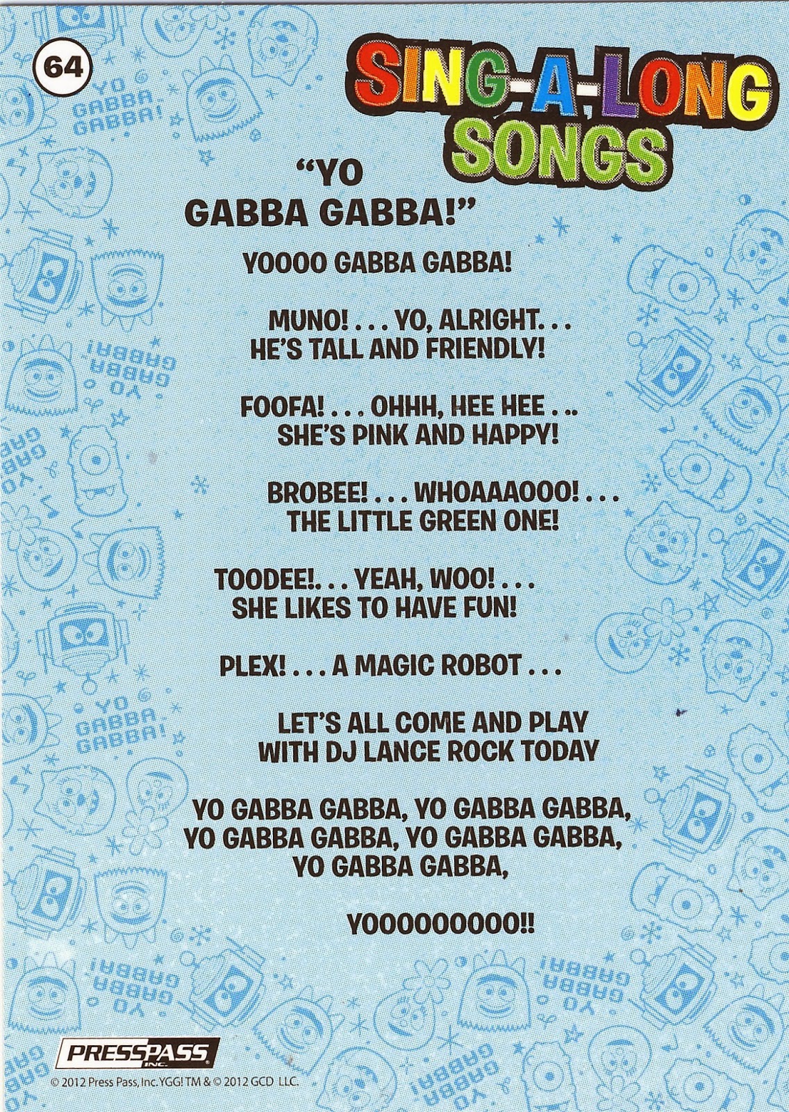 A Pack To Be Named Later 2012 Press Pass Yo Gabba Gabba