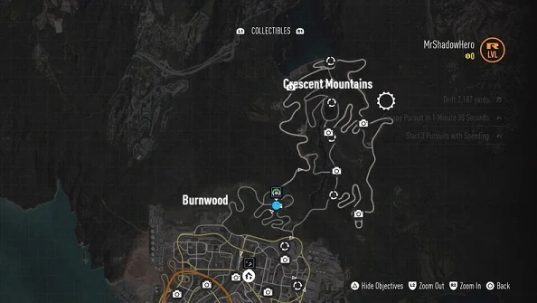 Need for Speed, 2015, Collectibles, Crescent Mountain District, Map