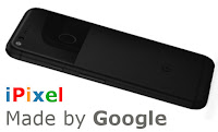 Pixel made by Google Pixelphone und Schriftzug iPixel in den Googlefarben