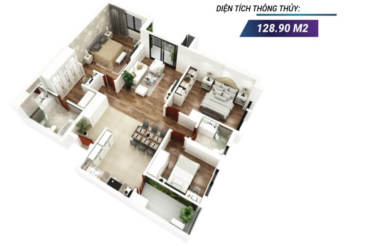 Mặt bằng 3D căn hộ 04 tòa Sapphire 2 Mặt bằng 3D căn hộ 04 tòa Sapphire 2
