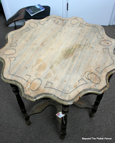 before photo of funky vintage foyer table