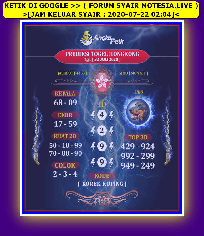 1 New Message Kode Syair Hongkong 22 Juli 2020 Forum Syair Togel Hongkong Singapura Sydney