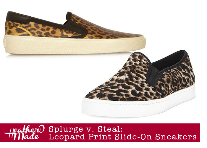 slide sneakers with leopard print pony skin inserts