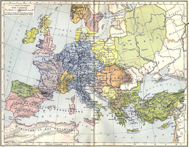 O Sacro Império (em azul) no fim do reinado de Othon I