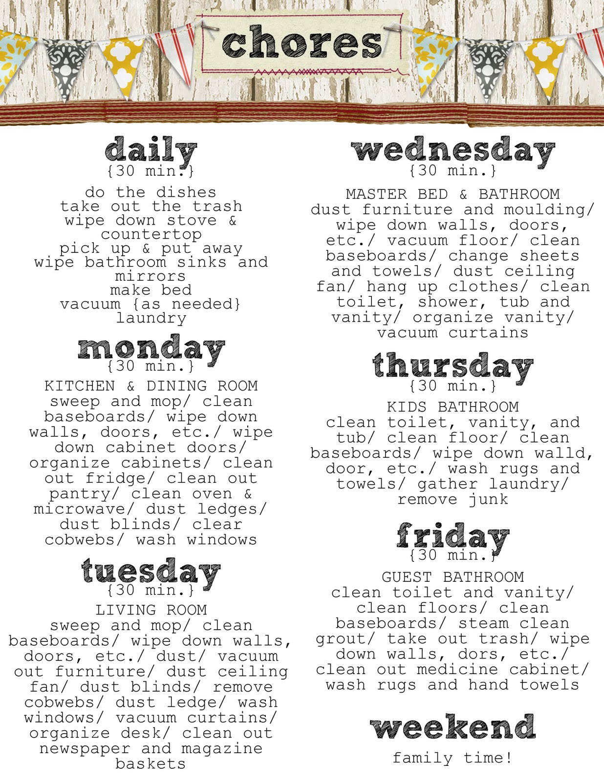 Daily Chores Checklist