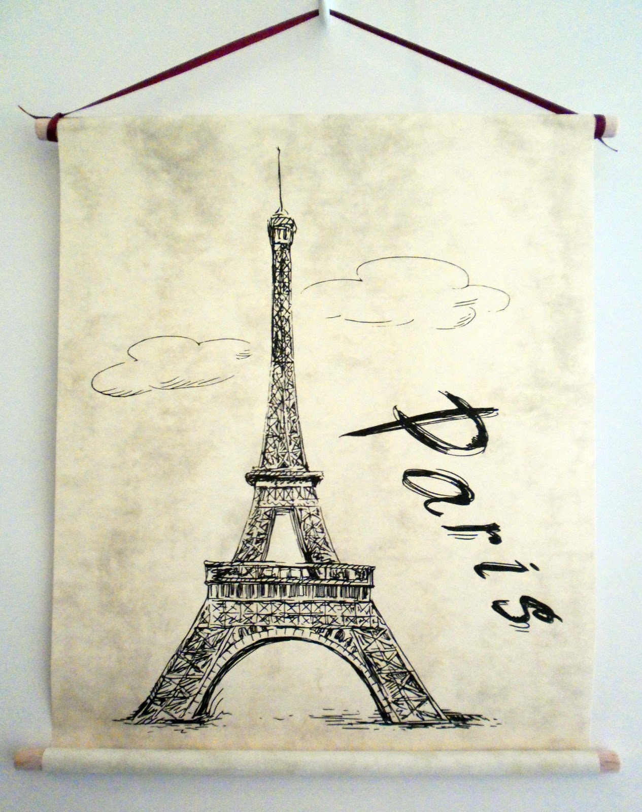 Land of Scrolls Eiffel Tower Paris Handmade Scroll