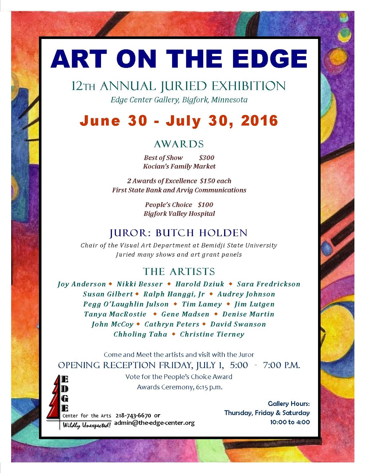 Edge Center for the Arts Twelfth Annual Juried Exhibit at the Edge