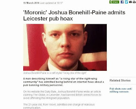 Moronic Joshua Bonehill admits Leicester pub hoax