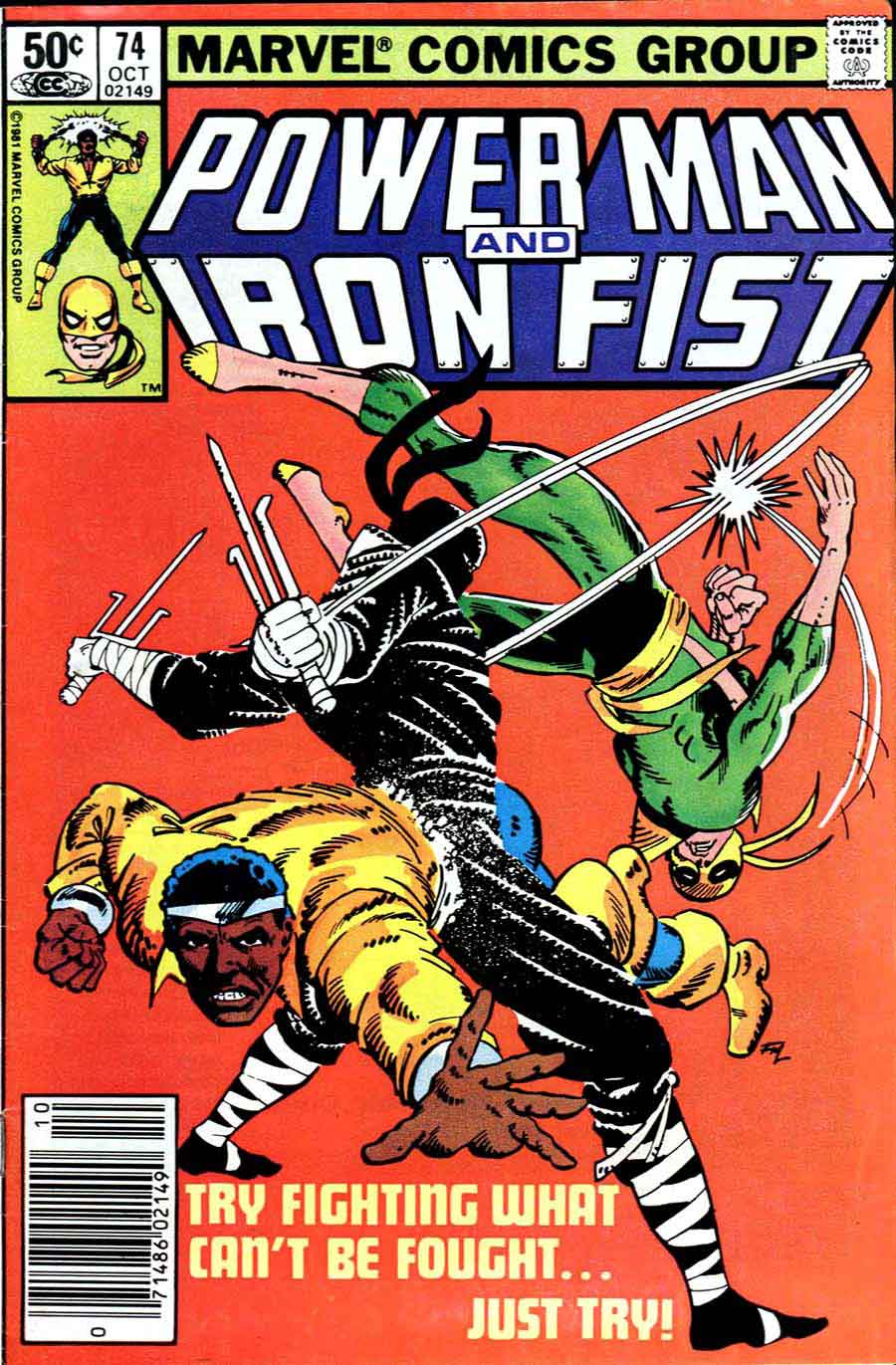 Power Man and Iron Fist #74 marvel 1980s comic book cover art by Frank Miller