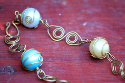 Un-named ooak necklace: brass, polymer clay by Jeannie K Dukic, glass pearls :: All Pretty Things