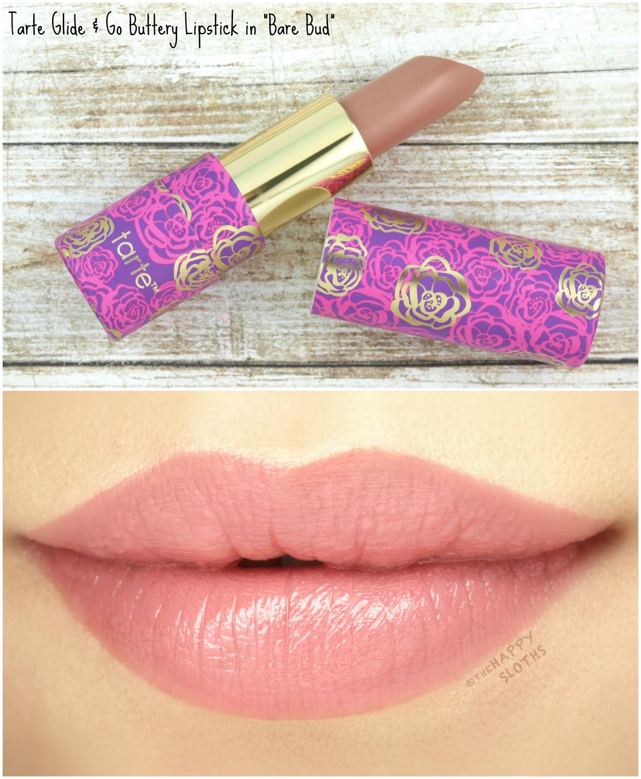 Tarte | Double Duty Beauty Glide & Go Buttery Lipstick in "Bare Bud": Review and Swatches