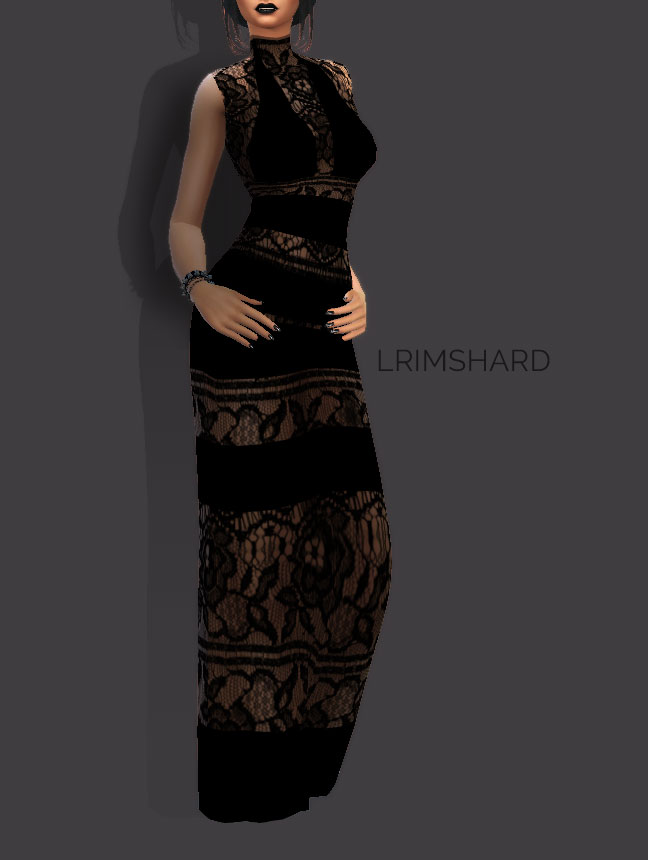 Recolor Lace Dress "Black Passion" ++**Rimshard Shop**++ Sims 4 CC
