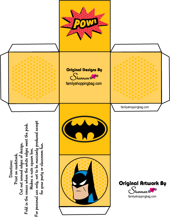 Caja Cubo para Imprimir Gratis de Batman.