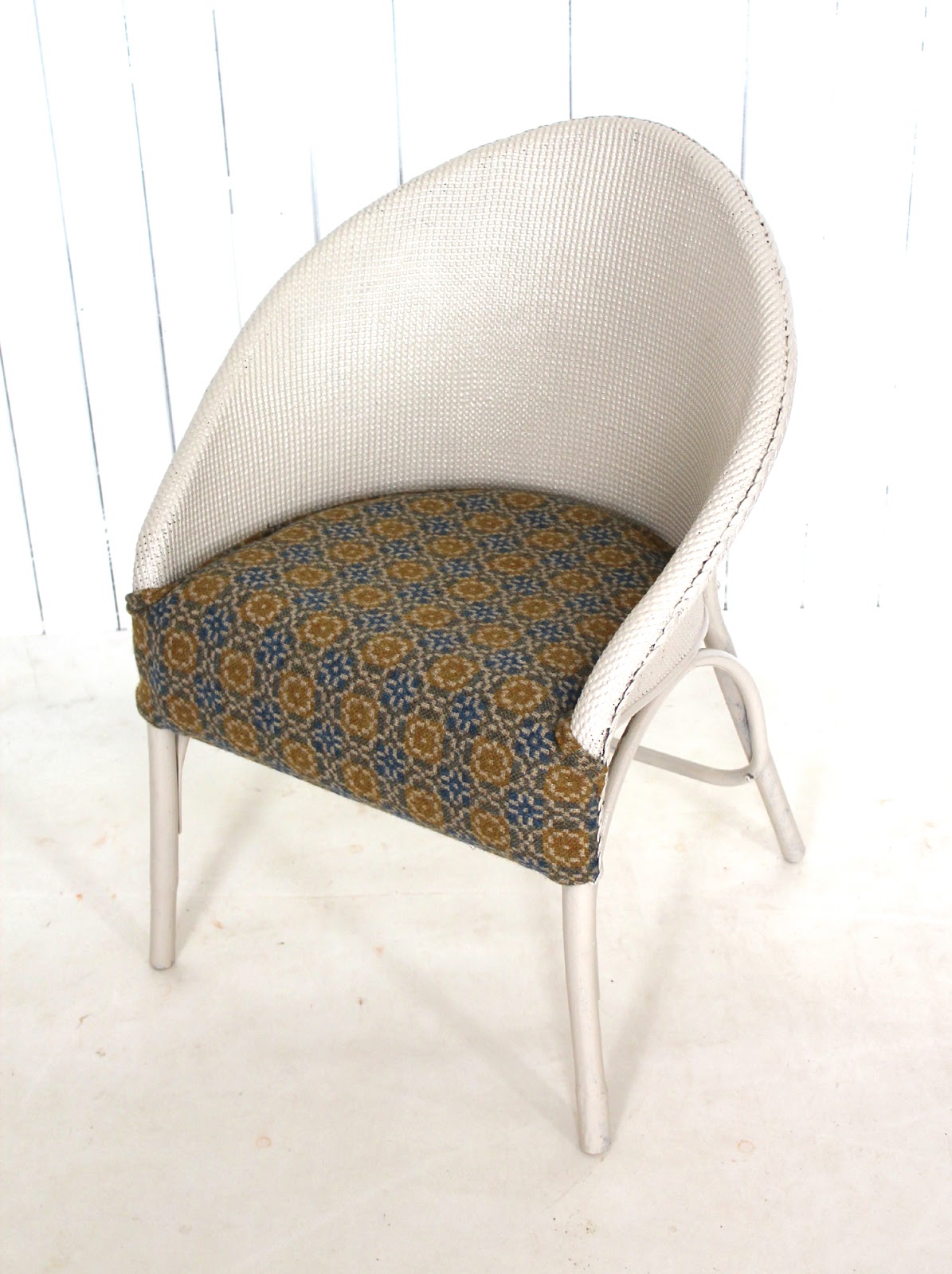 Mick Sheridan Upholstery Large Ottoman and Lloyd Loom chair in Melin