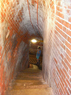 steep steps underground to tunnels