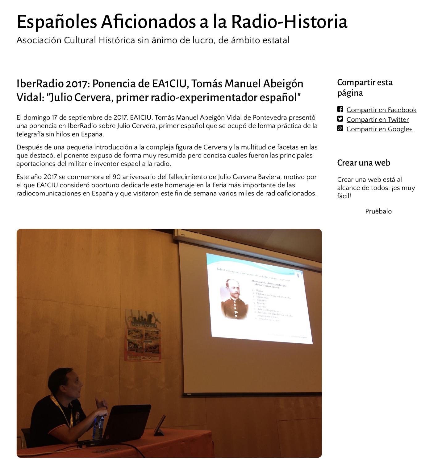 Experiencias tempranas de radio en España Julio Cervera Baviera (1854