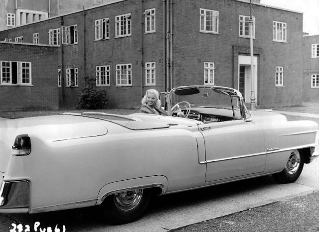 Fascinating Historical Picture of Diana Dors with Cadillac in 1955 