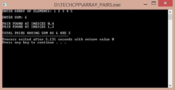 C++ Program to find pairs in an array with given sum [DEVCPP/GCC] - TECHCPP