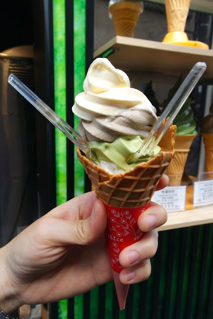 Soft served ice cream at Arashiyama Kyoto Japan