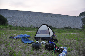Our tent with the Dam in the background