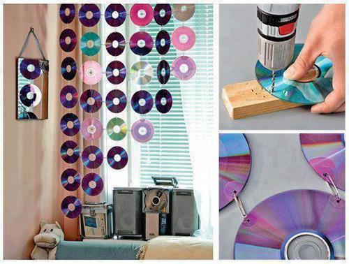 Reciclar CDs y DVD : cortina para habitación