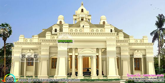 Decorative single storied Colonial home plan Decorative single storied Colonial home plan