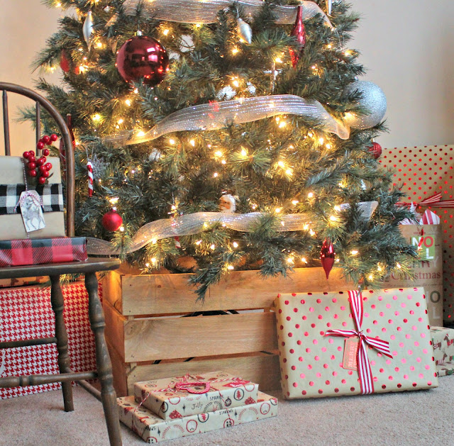DIY Christmas Tree Crate Stand