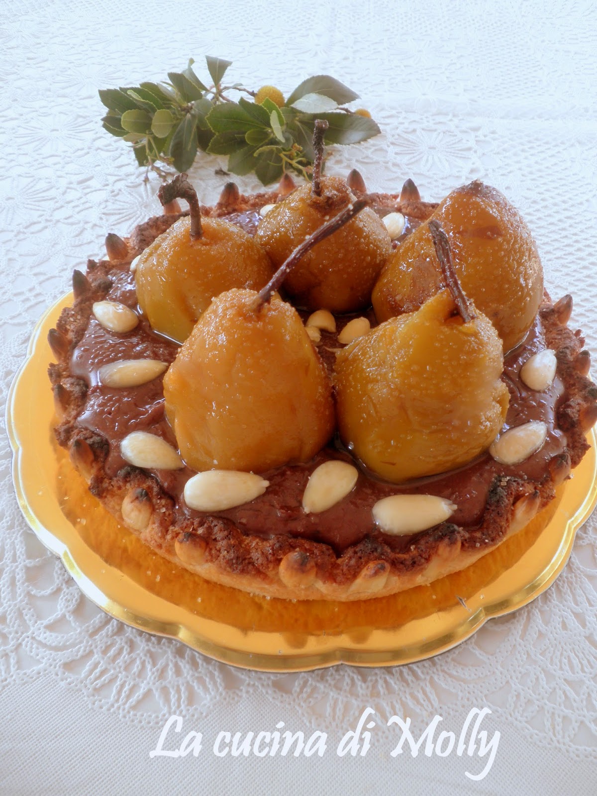 crostata alle pere con crema al cioccolato