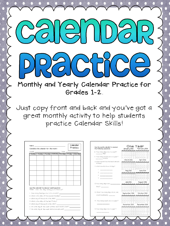 Free Printable Calendar Worksheets For Second Grade